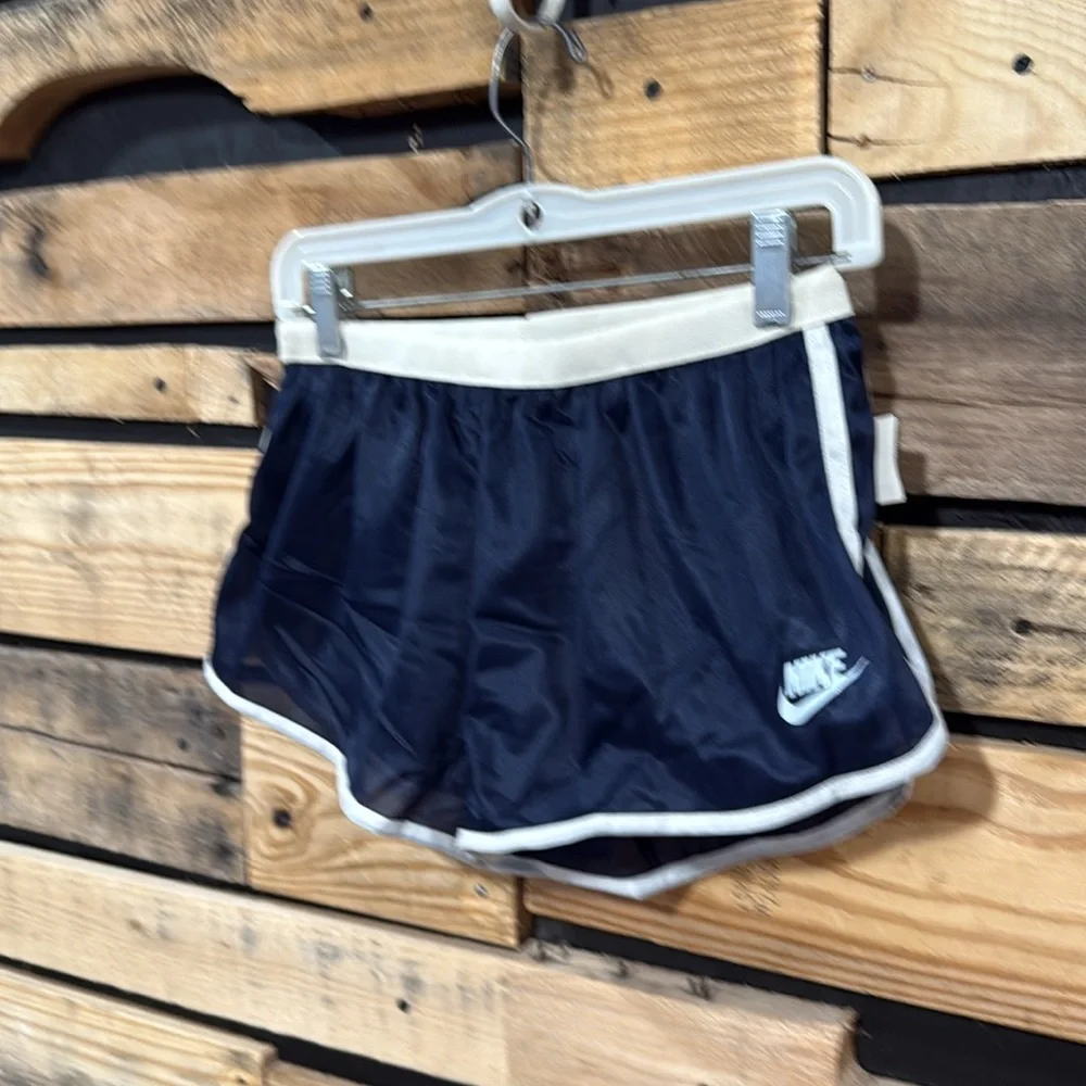 Vintage 80’s Nike Made In The USA‎ Navy Blue Polyester Sheer Women’s Shorts L